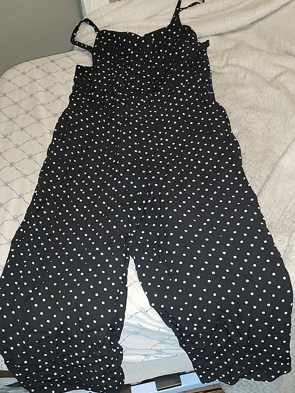 Old Navy Black & White Polka Dot Sleeveless Jumpsuit